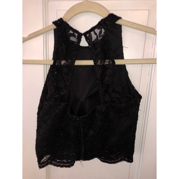 Two Piece Black Lace and Floral Prom Dress Windsor - Picture 4 of 8